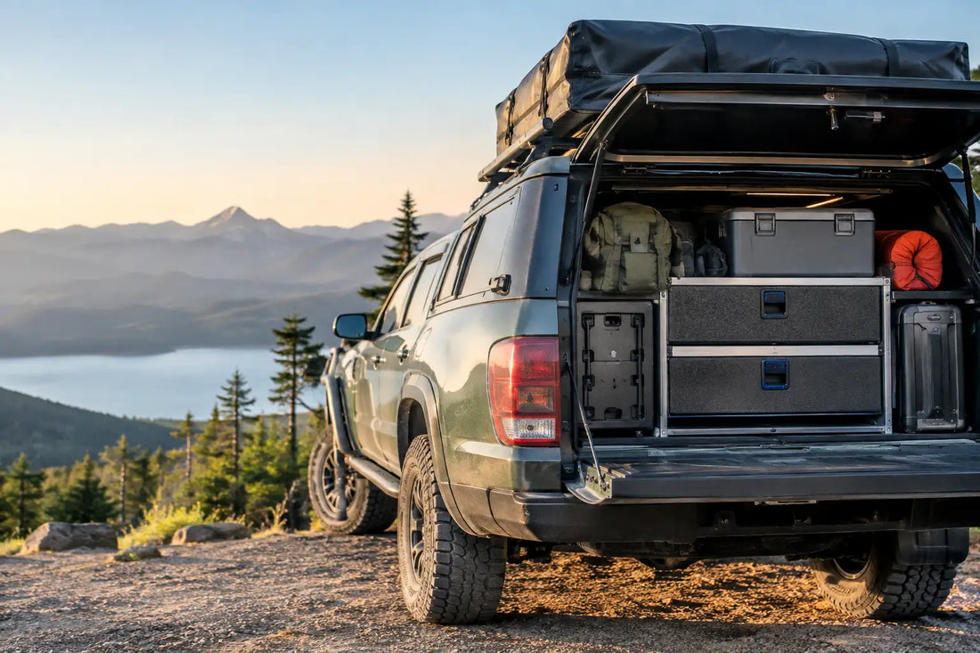 Rangement camion overlanding pour partir léger