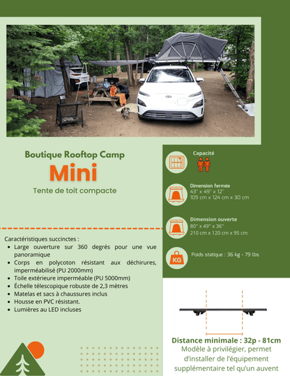 tente de toit mini Tente de toit compacte